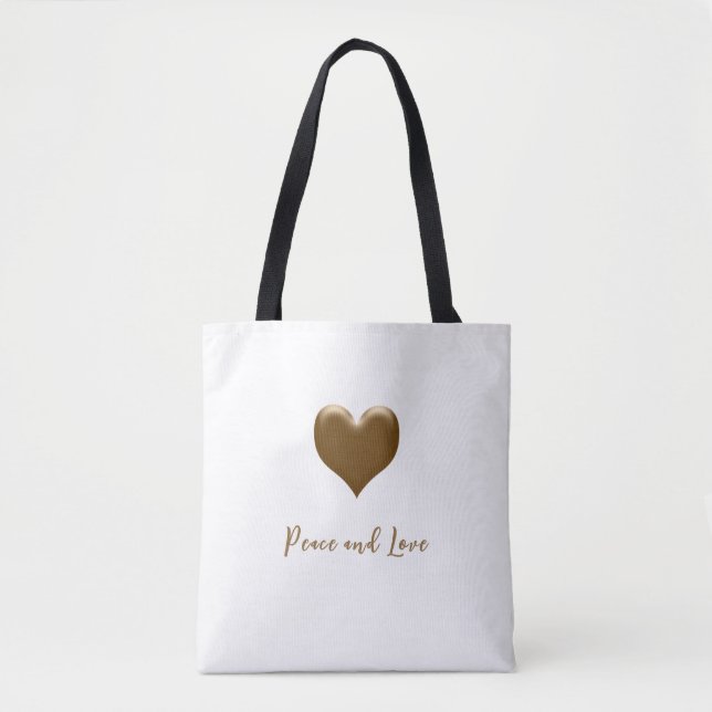 Elegant Heart of Gold, Customised Message Tote Bag (Front)