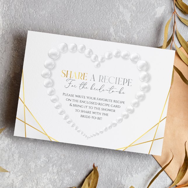 Elegant Heart Pearls & Prosecco Gold Bridal Shower Enclosure Card (Creator Uploaded)