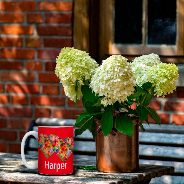 Elegant heart red Two-Tone Coffee Mug (Creator Uploaded)