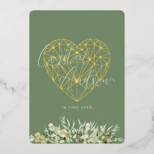Elegant Heart Sage Green Foliage Formal Wedding