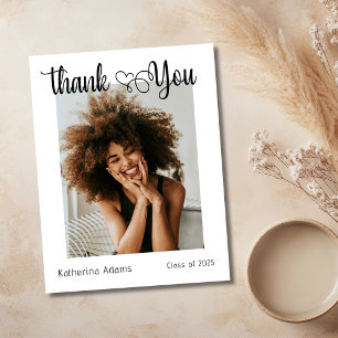 Elegant Heart Script Photo Graduation Thank You Card