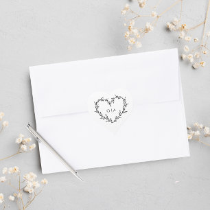 Elegant Heart Script Wedding Heart Sticker