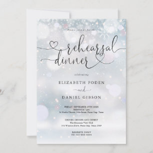 Elegant Heart Script Winter Rehearsal Dinner Invitation