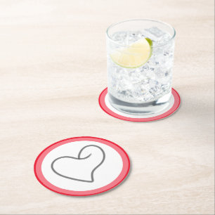 Elegant Heart Shape Design Round Paper Coaster