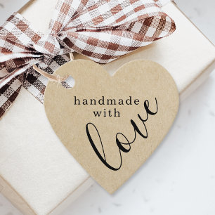 Elegant Heart Shape Handmade with Love Calligraphy Favour Tags