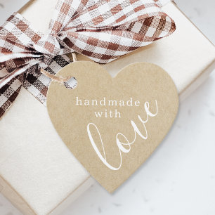 Elegant Heart Shape Handmade with Love Calligraphy Favour Tags