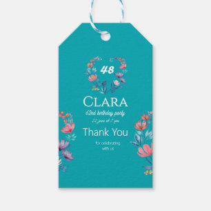 Elegant heart shaped watercolor floral birthday gift tags