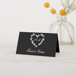 Elegant heart-shaped wedding place card
