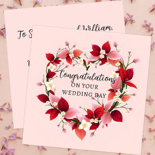 Elegant Heart-Shaped Wreath Wedding Congratulation