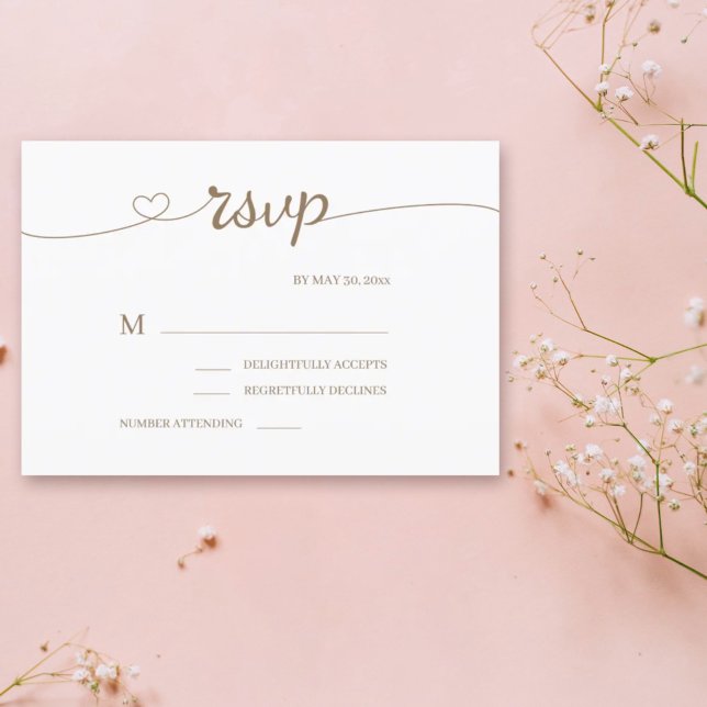 Elegant Heart Swash Modern Minimalist Wedding RSVP Invitation (Creator Uploaded)