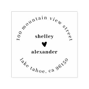 Elegant Heart Two Names Return Address Self-inking Stamp