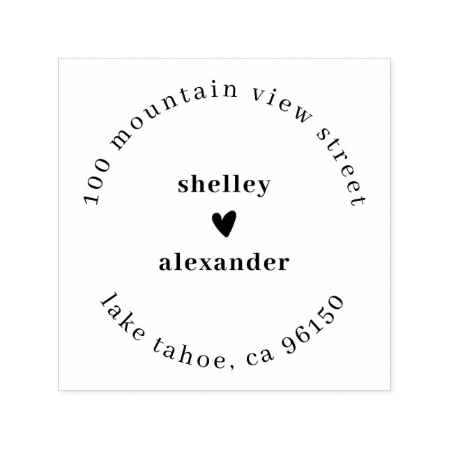 Elegant Heart Two Names Return Address Self-inking Stamp (Design)