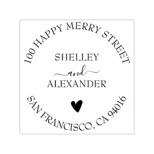Elegant Heart Two Names Return Address Self-inking Stamp