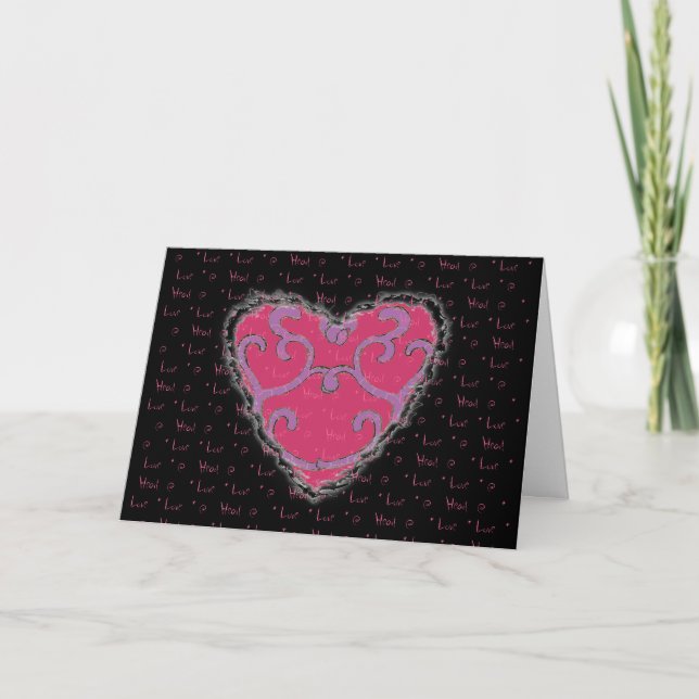 Elegant Heart Valentine Love Romance Card (Front)
