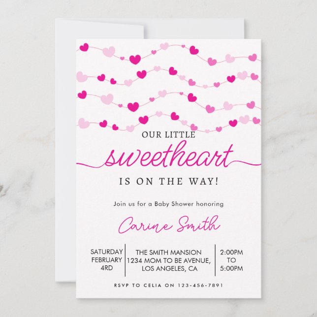 Elegant Heart Valentine's Baby Shower Invitation (Front)