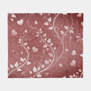 Elegant Heart Vines: Romantic Floral Design Fleece Blanket
