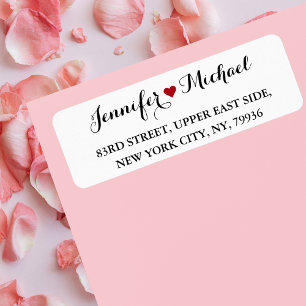 Elegant Heart Wedding Bride Groom Return Address