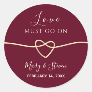 Elegant Heart Wedding Favour Classic Round Sticker