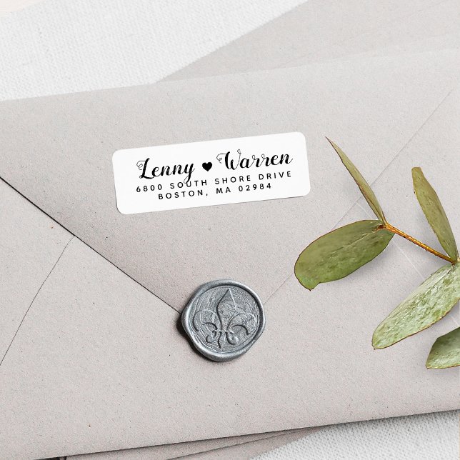 Elegant Heart Wedding Return Address (Elegant Heart Wedding Return Address Label)