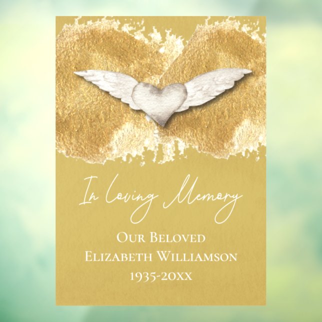 Elegant Heart Wings Loving Memory Remembrance Window Cling (Sheet 3)