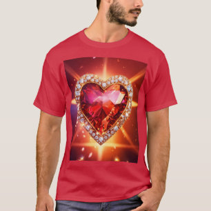 Elegant Heart with Diamonds Abstract Art T-Shirt