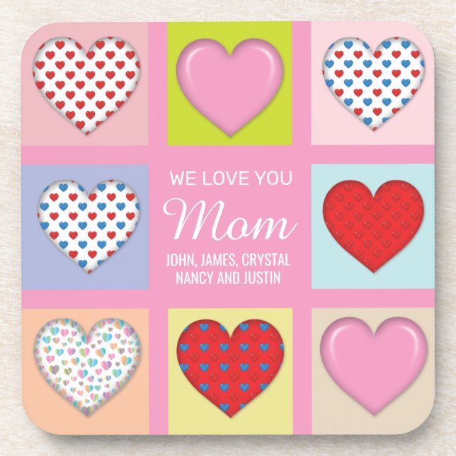 Elegant Heartful Mother’s Day Design Coaster (Front)