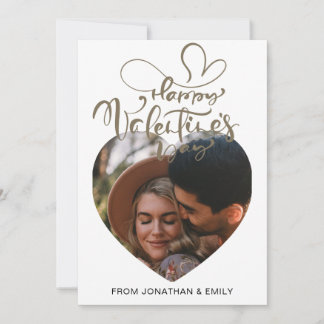 Elegant Hearts Happy Valentine's Day 1 Photo Holiday Card