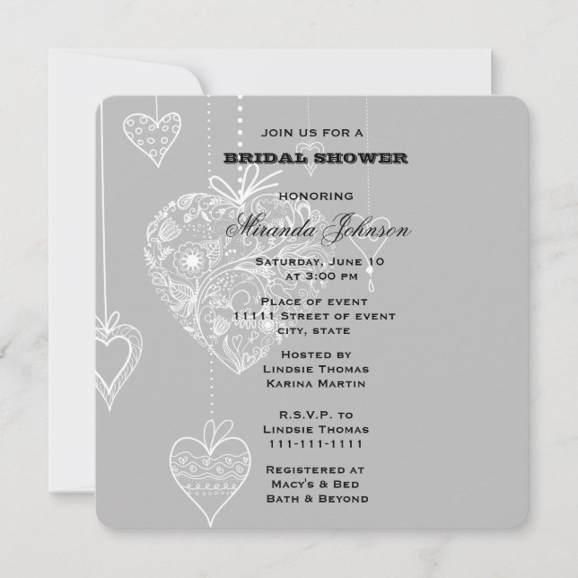 Elegant Hearts Invitation (Front)