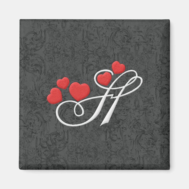 Elegant hearts letter H Magnet (Front)