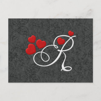 Elegant hearts letter R Postcard