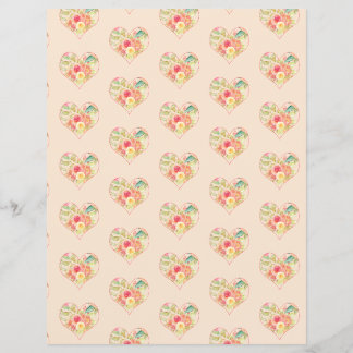 Elegant Hearts on Pink Scrapbook Paper