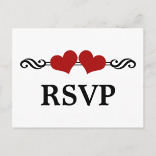 Elegant Hearts RSVP Postcard, Red Invitation Postcard