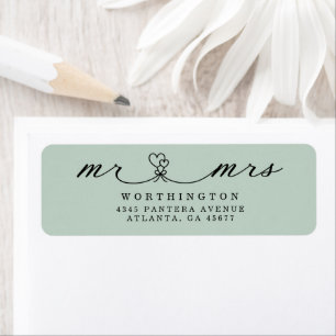 Elegant Hearts Script Mr & Mrs Wedding  Label
