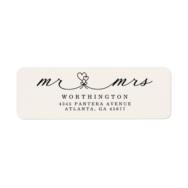 Elegant Hearts Script Mr & Mrs Wedding Return  Lab (Front)