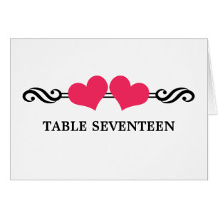 Elegant Hearts Table Number Card, Pink