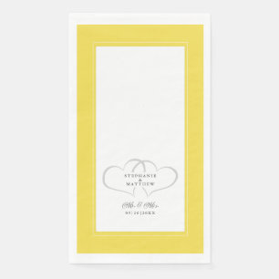Elegant Hearts Wedding Mr & Mrs Yellow Grey White Napkin