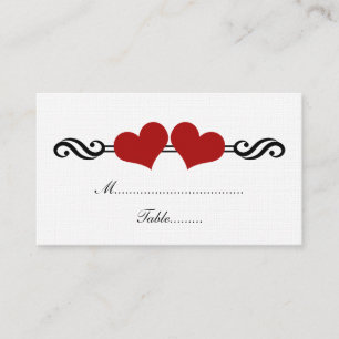 Elegant Hearts Wedding Place Card, Red Place Card
