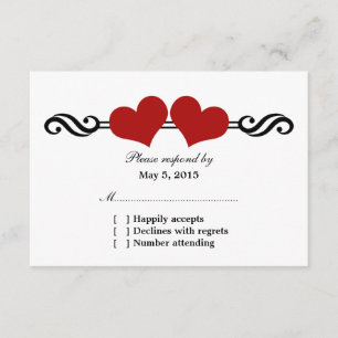 Elegant Hearts Wedding Response Card, Red