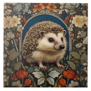 Elegant Hedgehog William Morris Inspired Tile