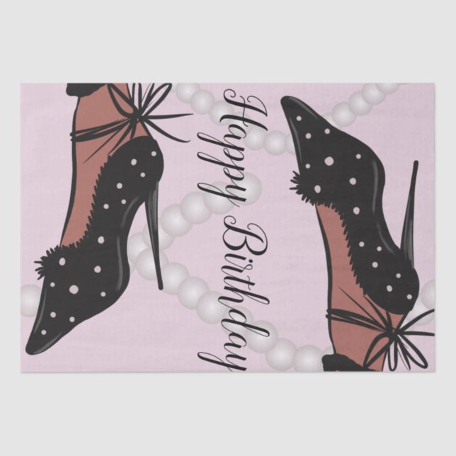  Elegant Heel Beauty Fashionista Birthday Pink Tissue Paper (Front)