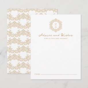 Elegant Heirloom Crest Gold Wedding Monogram Advice Card