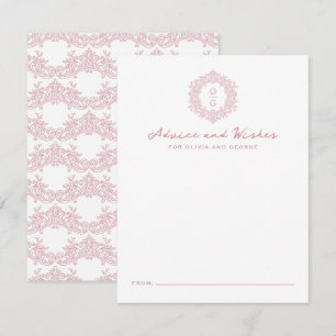 Elegant Heirloom Crest Pink Wedding Monogram Advice Card