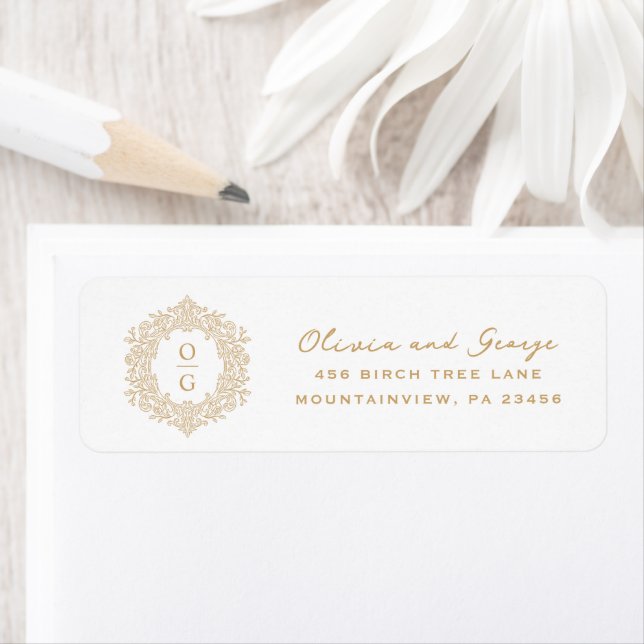 Elegant Heirloom Gold Wedding Return Address (Insitu)