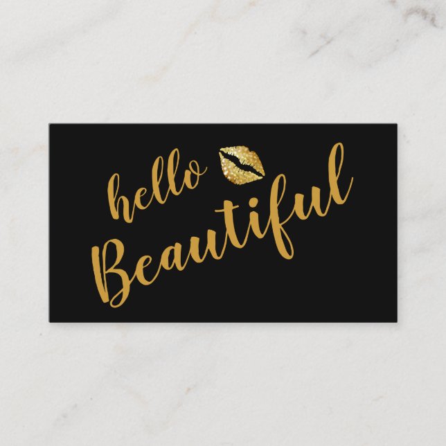 Elegant Hello Beautiful Makeup Artist Business Card (Front)