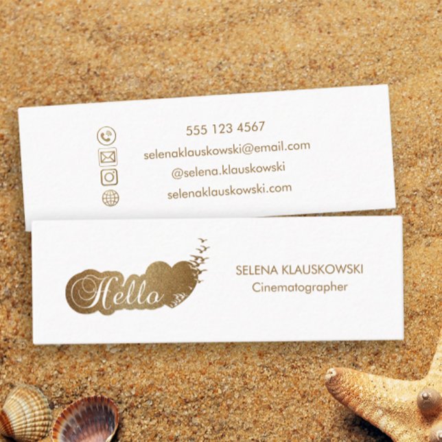 Elegant Hello | Modern Heart Gold Glitter  Mini Business Card (Creator Uploaded)