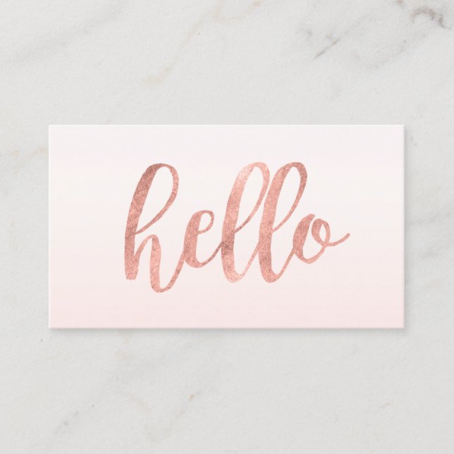 Elegant Hello Rose Gold Typography Professional Business Card (Front)