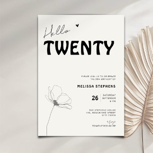 Elegant Hello Twenty Bold Typography 20th Birthday Invitation