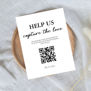 Elegant Help us Capture The Love QR Code Pedestal Sign