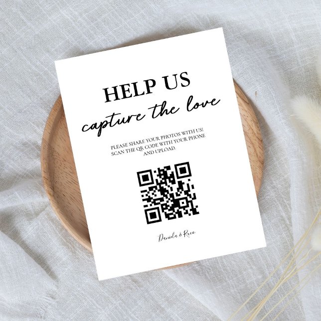Elegant Help us Capture The Love QR Code  Pedestal Sign (Creator Uploaded)