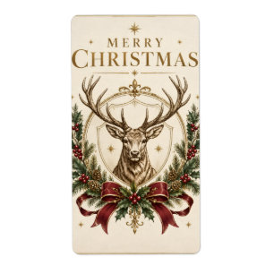 Elegant Heraldic Christmas, Stag Crest and Holly